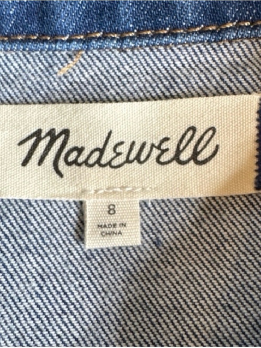 MADEWELL Midi Shirtdress in Glissan Wash, Pockets Front/Back, Size 8. - Picture 5 of 7